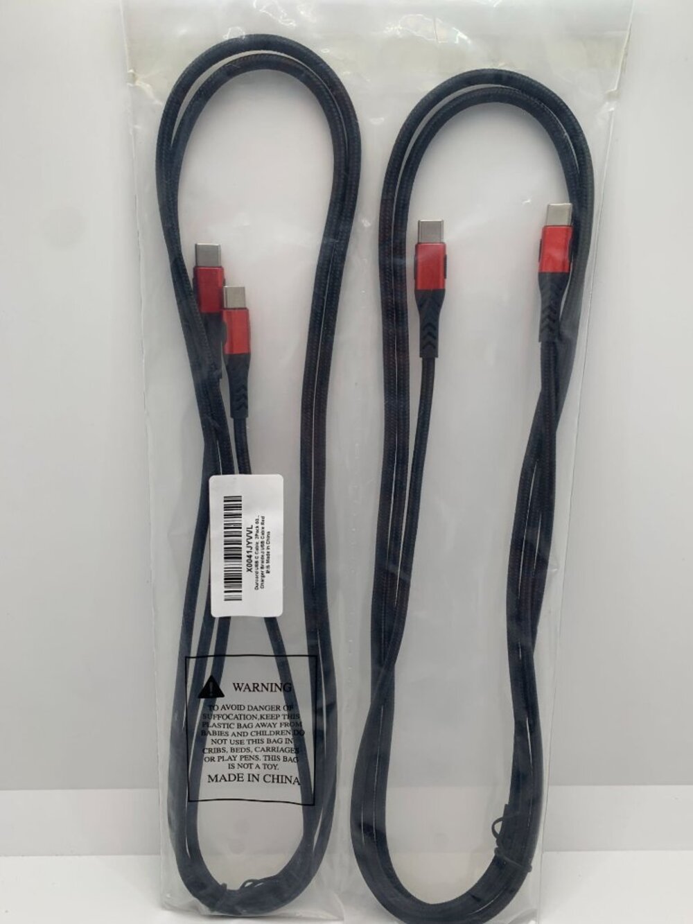 Durcord USB C Braided Charger Cable 2-Pack 60W 6.6FT Red & Black